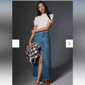 NWT Anthropologie The Madi Front-Slit Denim Skirt by Pilcro sz 8